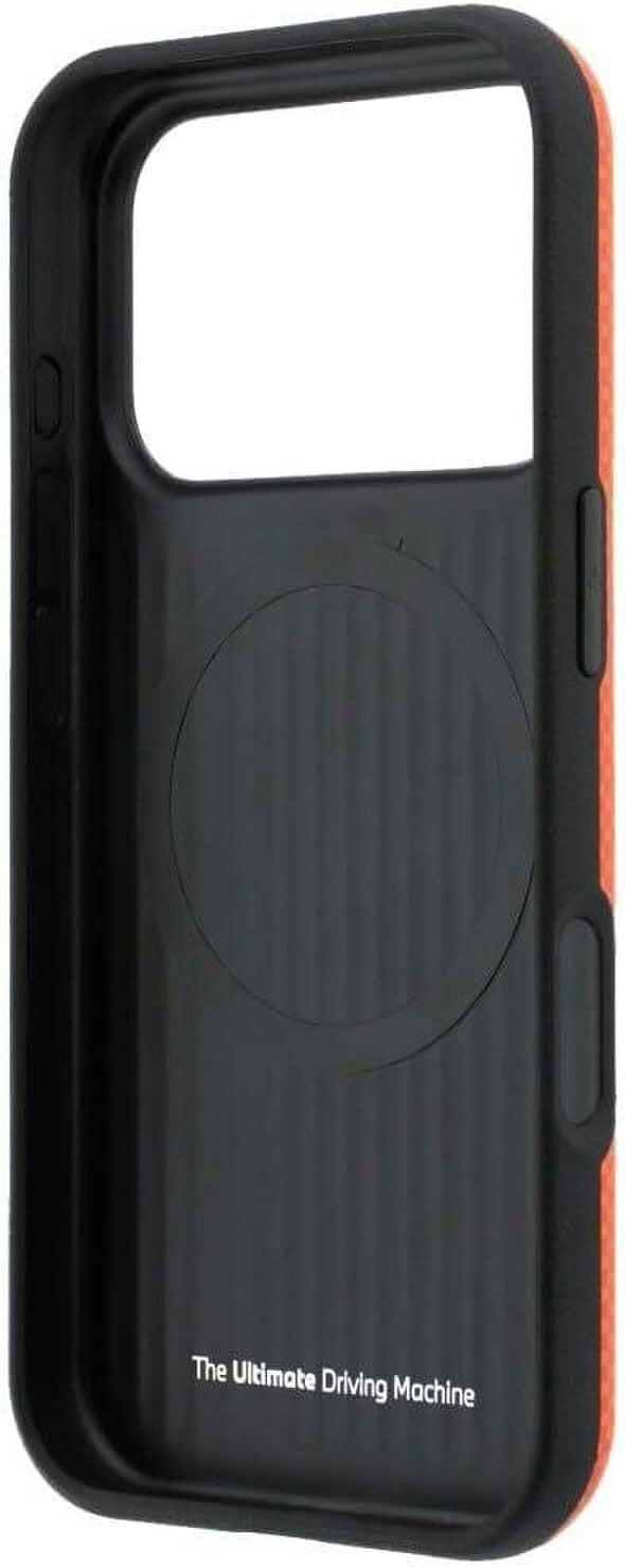 BMW M Quadrille Kevlar Metal Logo Case with MagSafe for iPhone 17/18 Pro 6.3" Orange - BMHMP18L25SWPUKEO