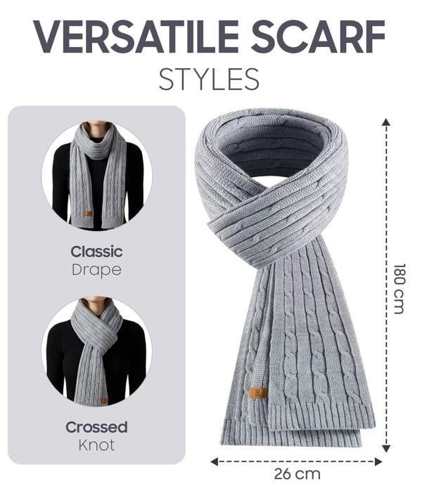 VIA MONTEN Women Scarf, Hat and Golves Set of 3 - Grey