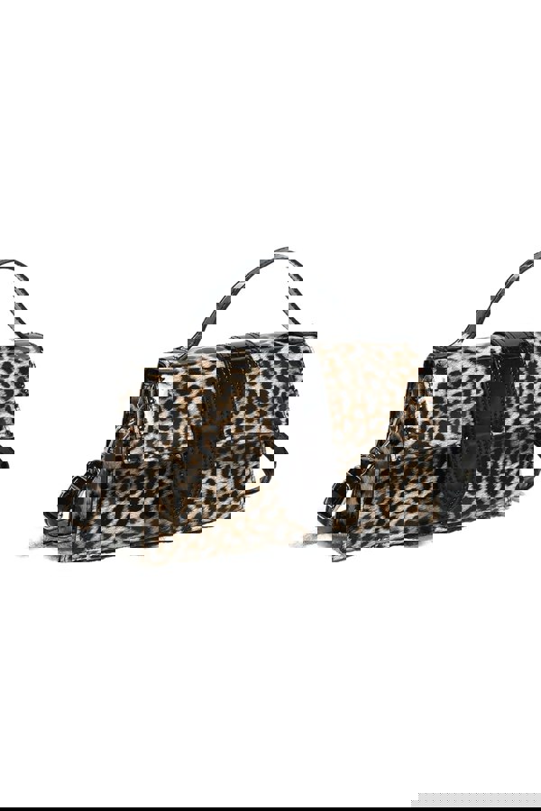 Pluspup Animal Print Top Handle Crossbody Bag with Flap Closure