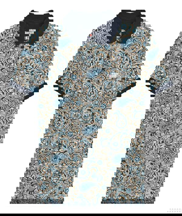 Lambretta Mens Classic Paisley Print Mod Retro Ska Casual Polo