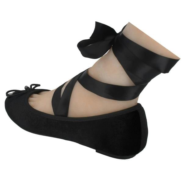 Spot On Ladies Spot On Tie Up Leg Ribbon Flat Ballerina Shoe F80273