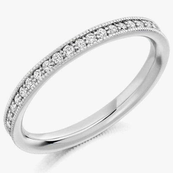 T. H. Baker Platinum Milgrain-Edge Diamond Eternity Ring FET1764
