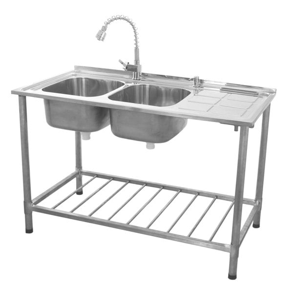 KuKoo Commercial Catering Sink Double Bowl / Right Hand Drainer