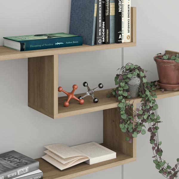 Decortie Modern Tibet Wall Mounted Shelf Floating Bookcase Display Unit 66.5x119x22cm