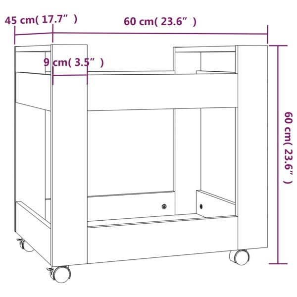 Berkfield Desk Trolley Grey Sonoma 60x45x60 cm Engineered Wood