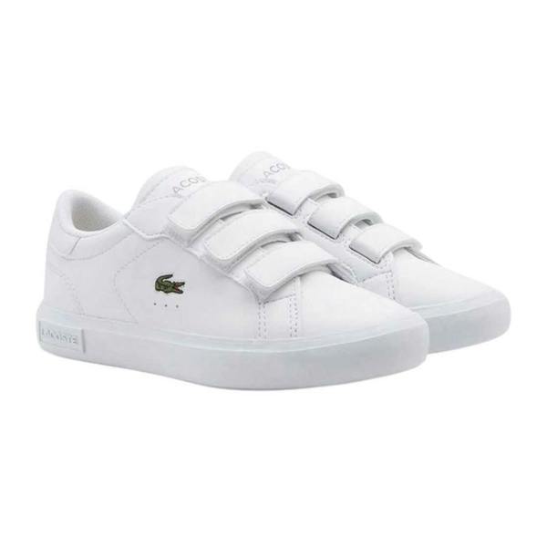 Lacoste Childrens/Kids Powercourt Leather Trainers - White - 