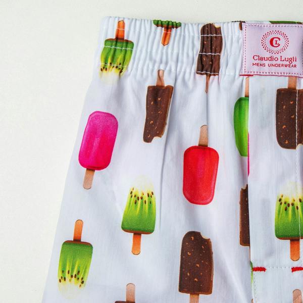 ICE CREAM LOLLYS COTTON POPLIN PRINT BOXER SHORTS - Premium Men's Patterned Shirt by Claudio Lugli | Bold Design, Tailored Fit, Best Printed Shirts