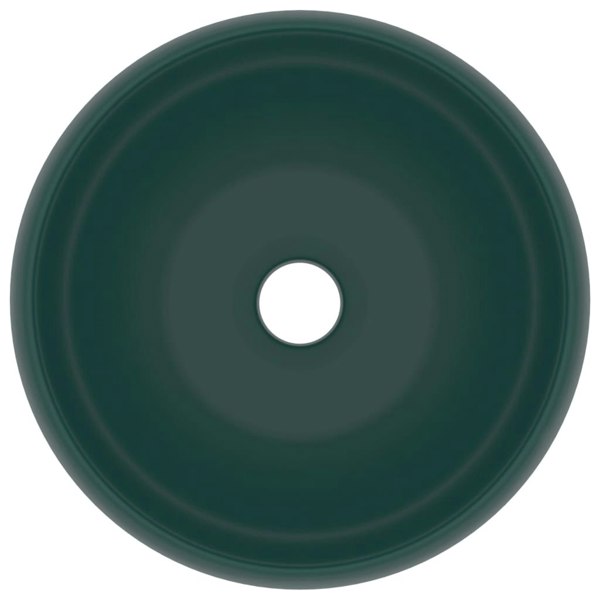 Berkfield Luxury Wash Basin Round Matt Dark Green 40x15 cm Ceramic