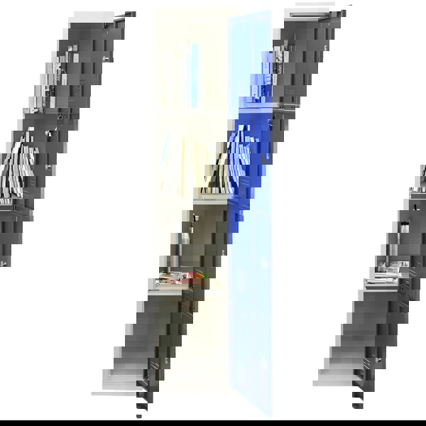 Monstershop Metal Storage Lockers - Four Doors, Flatpacked, Blue