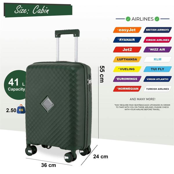 Infinity Luggage Dual 4 Wheel Robust Lightweight TSA Hard Shell Suitcase Luggage Travel Bags Set