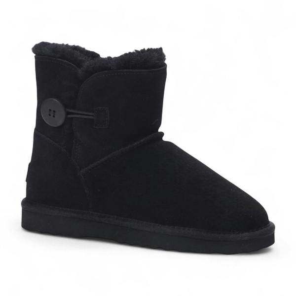 Infinity Leather Women's Sheepskin Suede Black Ankle Bootie Warm Winter Boots - Alpine