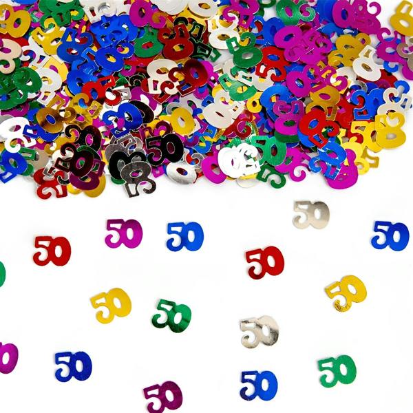 50th Birthday Multicolour Metallic Confetti Pack, Foil Table Decoration for Celebrations and Party Displays image 9