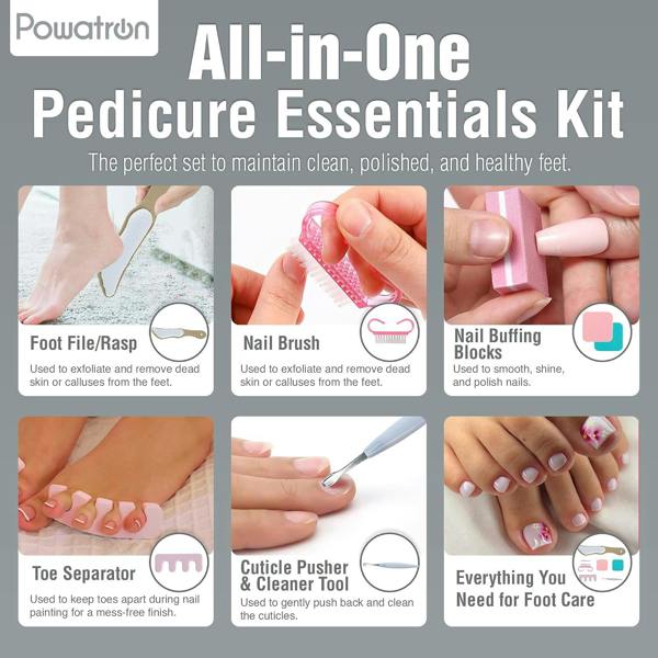 Powatron Foot Spa with Complete Pedicure Set - Electric Foot Bath Spa Massager Vibrating Massage Rollers Infrared Lights