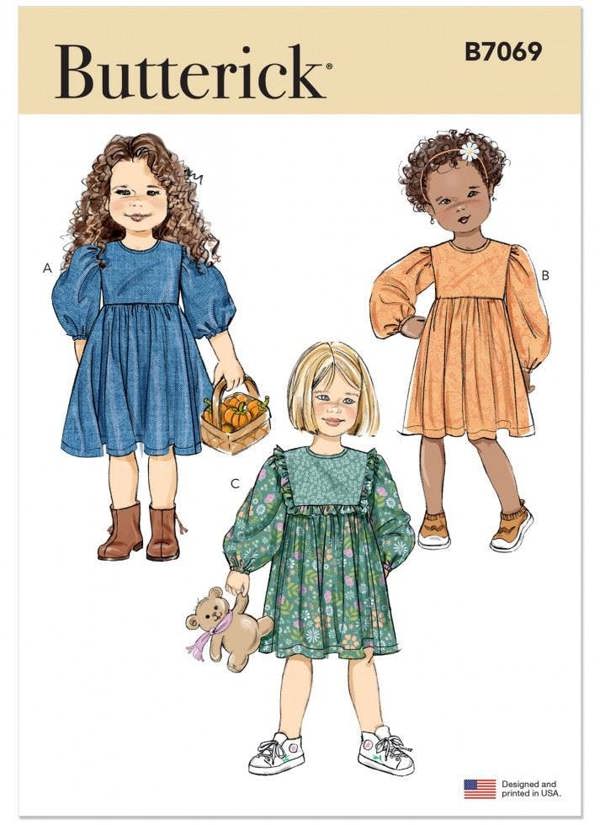 Butterick Sewing Pattern 7069, Dresses for Kids, A (3-4-5-6-7-8) - Intermediate