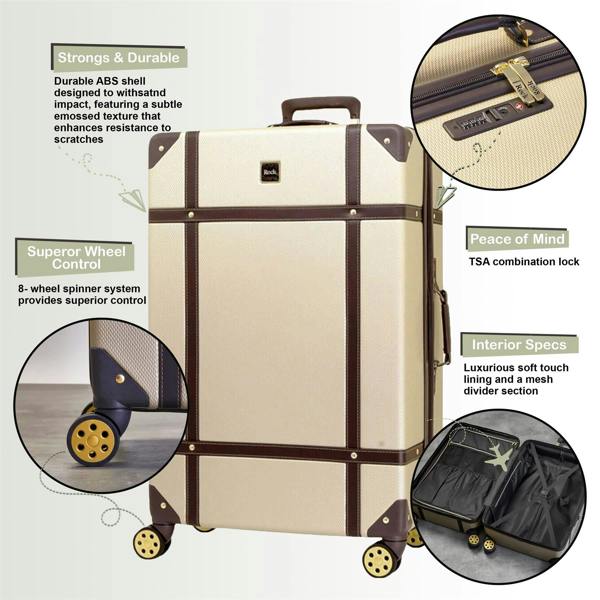 Rock Luggage Hard Shell  Luggage Suitcase Trunk Cabin Travel Bags