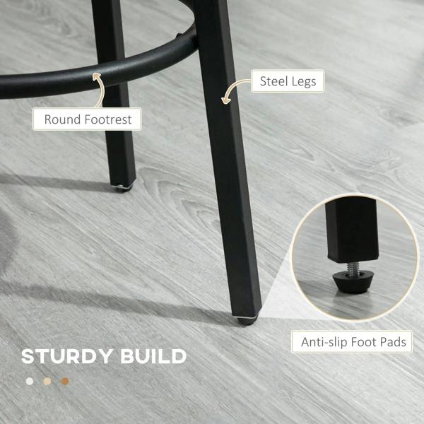 Bar stool black steel legs with rounded footrest and anti-slip feet