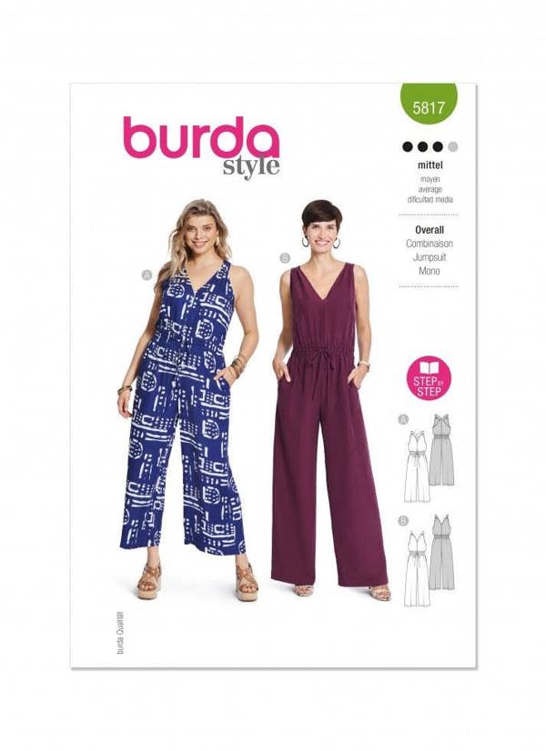 Burda Sewing Pattern 5817 Jumpsuits For Women, 10-22 (36-48) - Intermediate