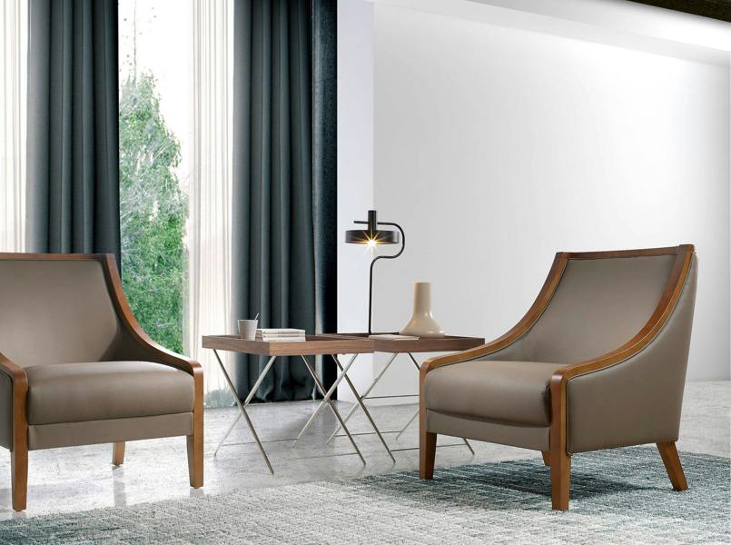 Angel Cerdá Rectangular corner table walnut and chrome-plated steel 2034