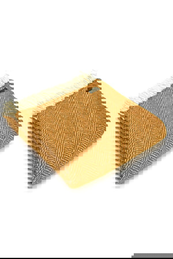 HomeSpace Direct Fishbone Mustard Wool Throw