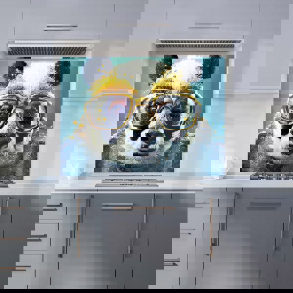 Warren Reed - Designer Panda With Golden Glasses Splashart Kitchen Splashback