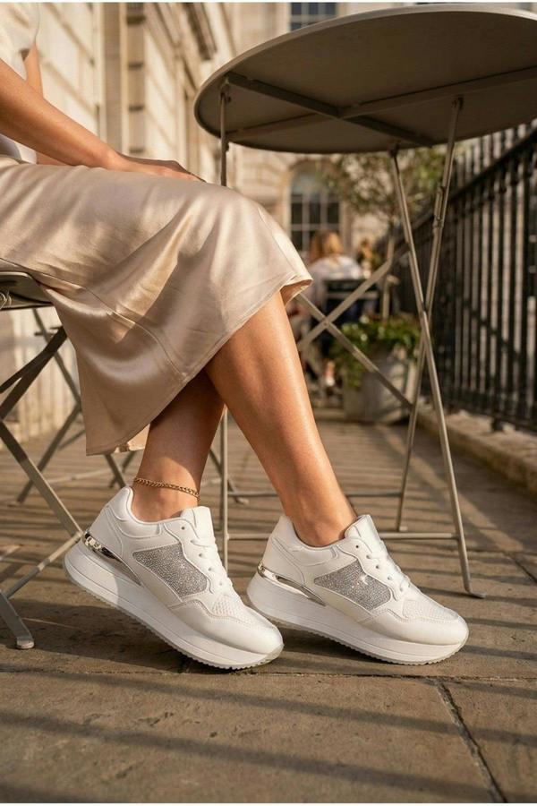 Amber Womens Chunky Platform Trainers - White