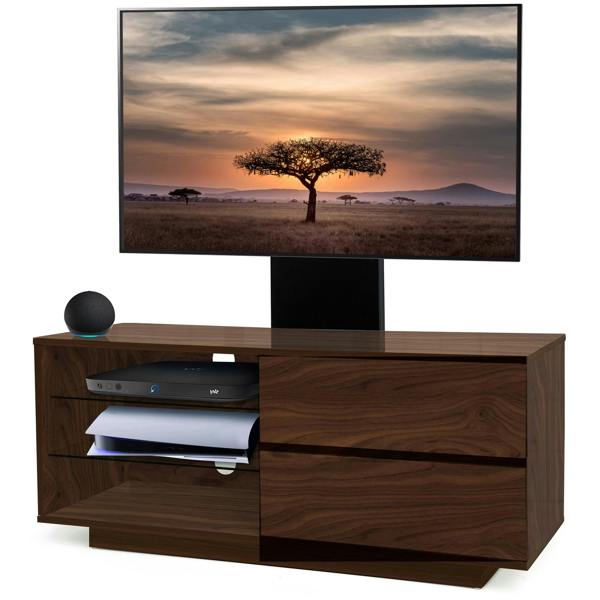 Homeology GALLUS Walnut with 2-Walnut Drawers & 3-Shelf 32"-55" LED/LCD/Plasma Cabinet TV Stand with Mounting Arm
