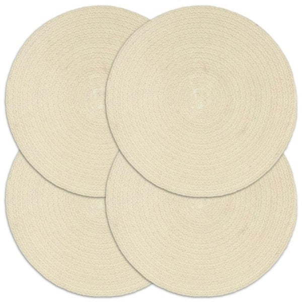 Berkfield Placemats 4 pcs Plain Natural 38 cm Round Cotton