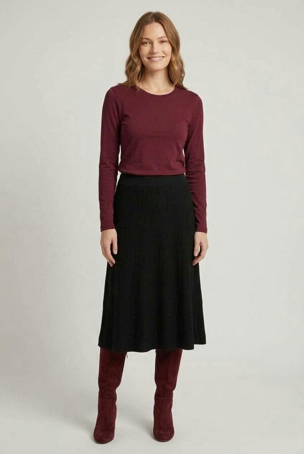 Izabel London Textured High Waist A-Line Midi Skirt