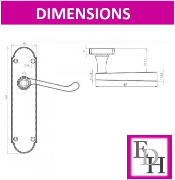 EDH Door Hardware Matt Black Internal Door Handles – 170mm x 42mm – 1, 4 or 6 Pairs – Handle Only or with Tubular Latch
