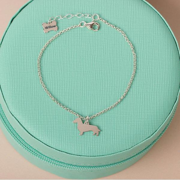 Silhouette Dog Chain Bracelet - Personalised - Sterling Silver - MYLEE London