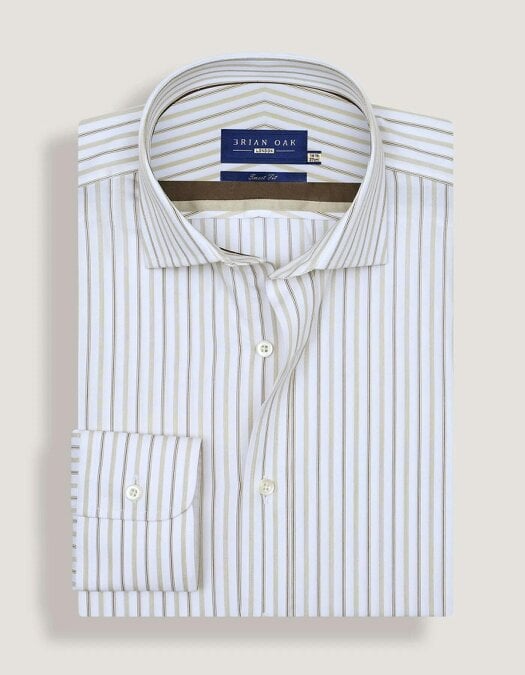 Men's Striped Twill Dress Shirt – Fawn