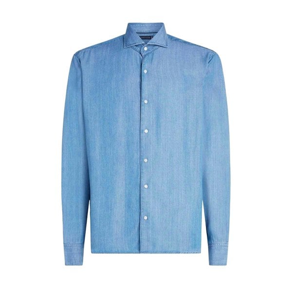 Tommy Hilfiger Mens Plain Slim Shirt - Denim