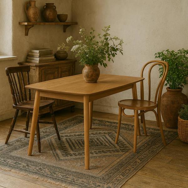 Wyld Haus Debrecen Solid Oak Wood Rectangular Dining Table