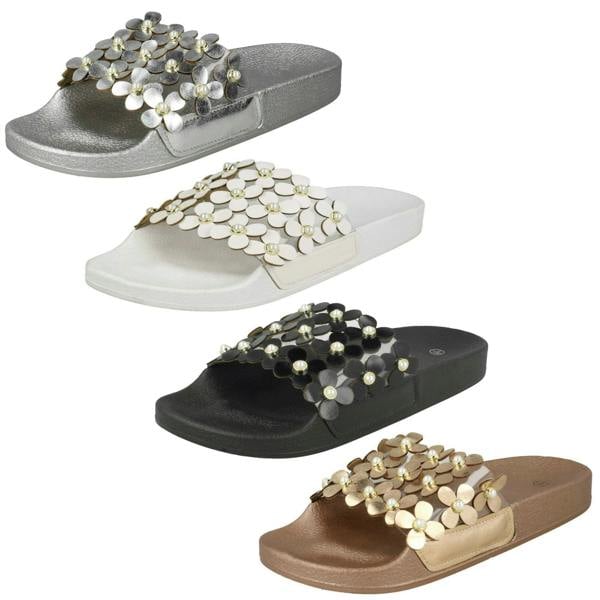 Spot On Ladies Spot On Flower Trim Sliders F00089