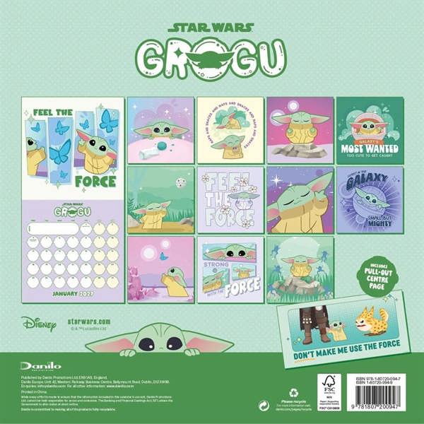 Disney Star Wars, The Mandalorian, Grogu Calendar 2027, Wall Calendars, Month To View, Entertainment, Gift