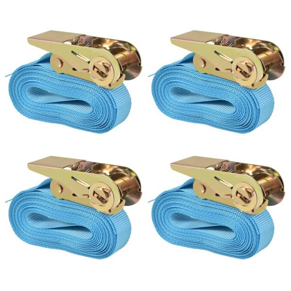 Berkfield Ratchet Tie Down Straps 4 pcs 0.8 Tonnes 6mx25mm Blue