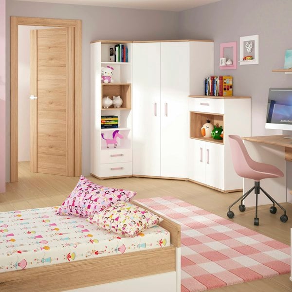 Furniture To Go 4KIDS Tall 2 Drawer Bookcase with Lilac Handles