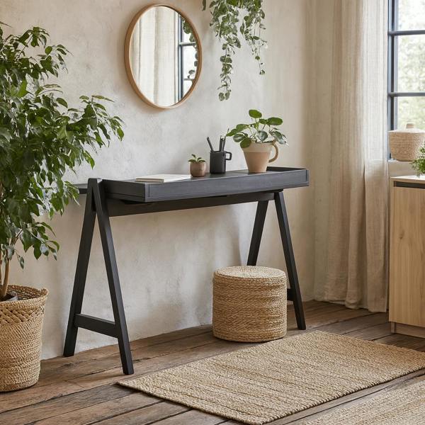 Wyld Haus Fukuoka Black Rubber Wood Compact Office Desk