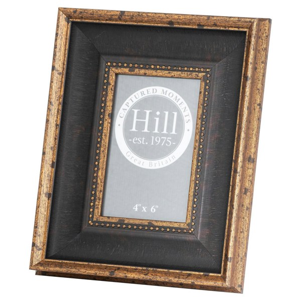 Hill Interiors Beaded Single Photo Frame - Black/Antique Gold