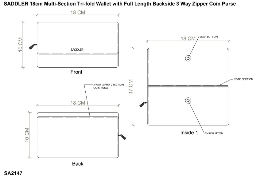 SADDLER ELLA Leather 18cm Trifold Purse - 20 Card Slots, Several Coin and Note Sections - RFID Protected