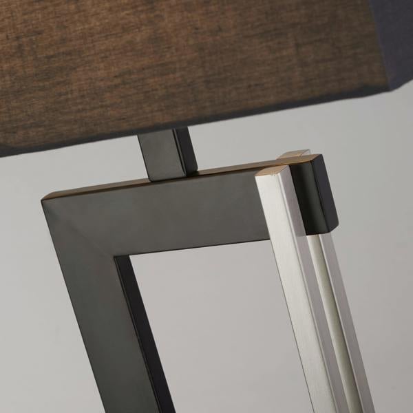 Lighting Collection Sleek Geometric Frame Table Lamp in Black and Brushed Nickel