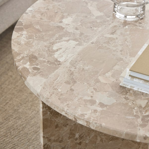 Furniture To Go Vega Round Coffee Table with Brown Marble Top 90cm