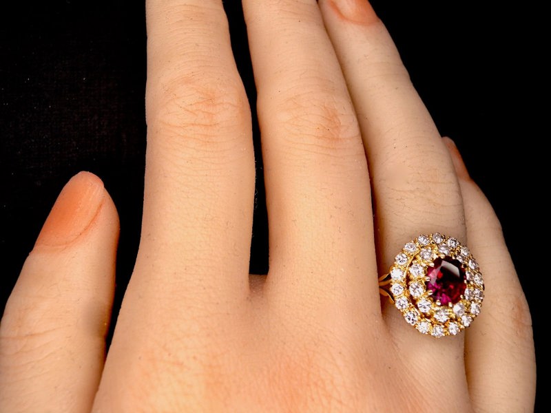 Vintage Tom A ruby and diamond cluster ring