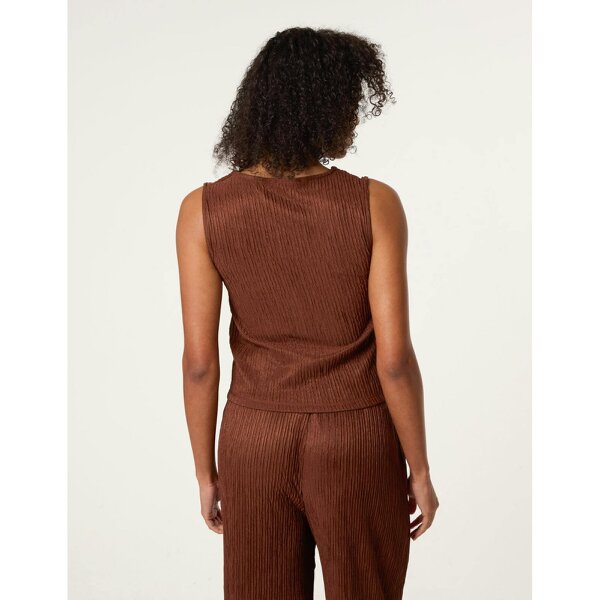 Blue Vanilla Crinkle Button Front Waistcoat