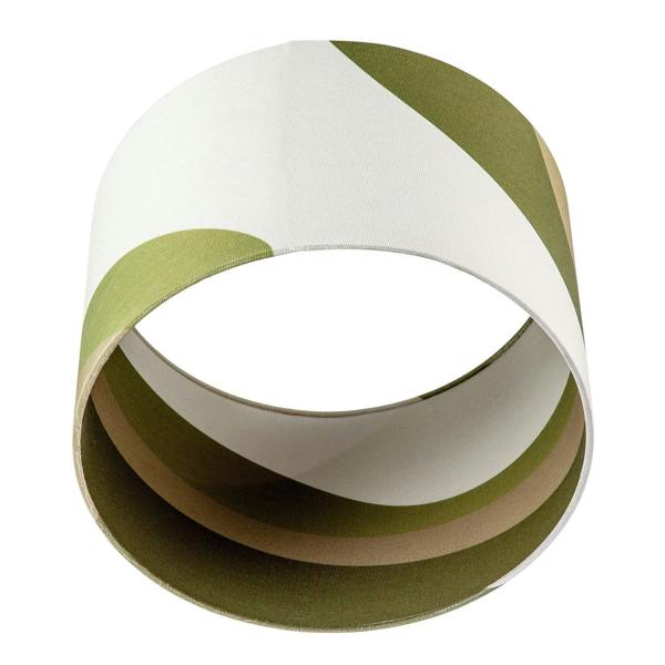 Olive Green Linen Fabric Lamp Shade with Inner and Outer Wavy Design Image 5