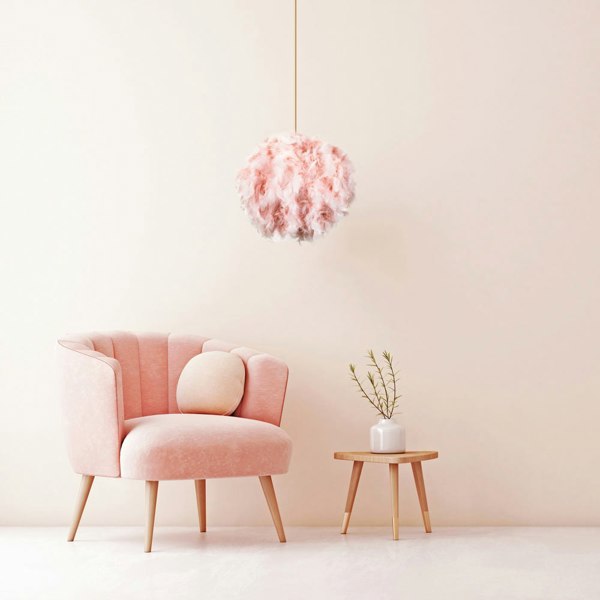 Eye-Catching and Designer Small Pink Feather Decorated Pendant Lighting Shade Image 4