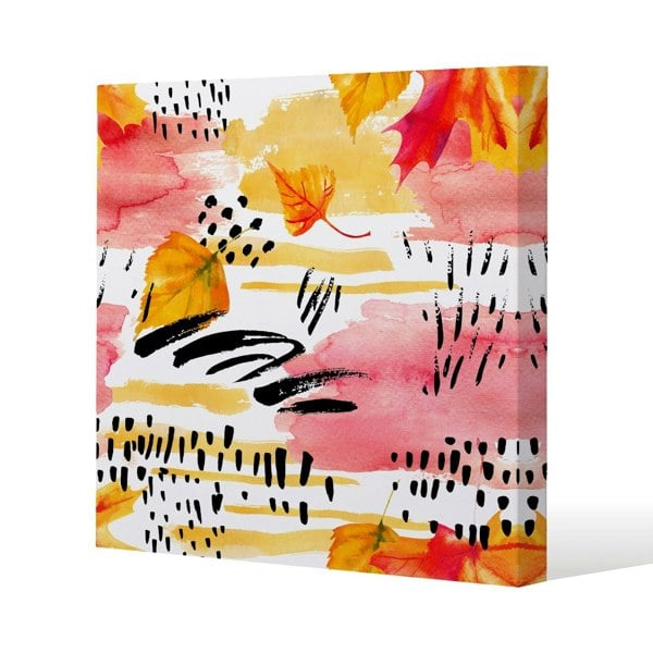 Benjamin Tate Design Abstract fall seamless pattern in Bright autumn colours Slim Style Canvas Print  90x90cm , 15mm Slim Real wood.