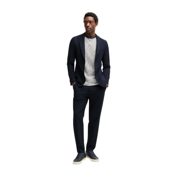 Boss Mens Perin Seersucker Formal Trousers - Blue - 