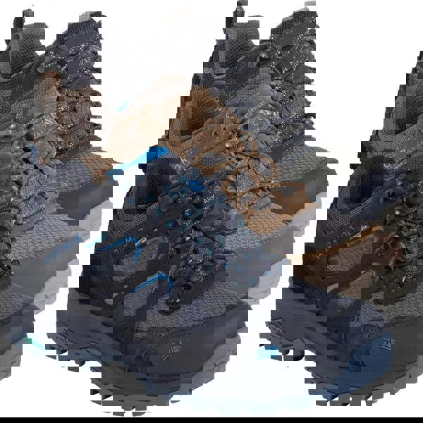 Karrimor Bodmin Low 6 Mens Walking Hiking Trekking Trainers, rugged outdoor shoes in black, brown, and gray colors with durable soles and lace-up design.