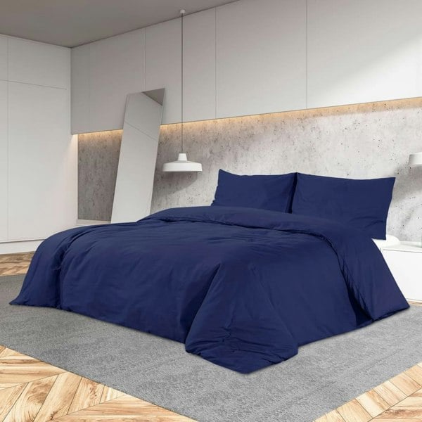 Berkfield Duvet Cover Set Navy Blue 200x200 cm Light-weight Microfiber